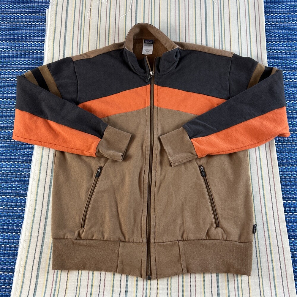 Patagonia Full Zip Valley Sweatshirt Mens Large Brown Orange Organic Cotton 7721